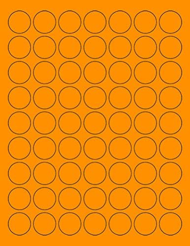 8-1/2 x 11" Neon Color High Light Fluorescent Labels, 1" Round, 6300 labels