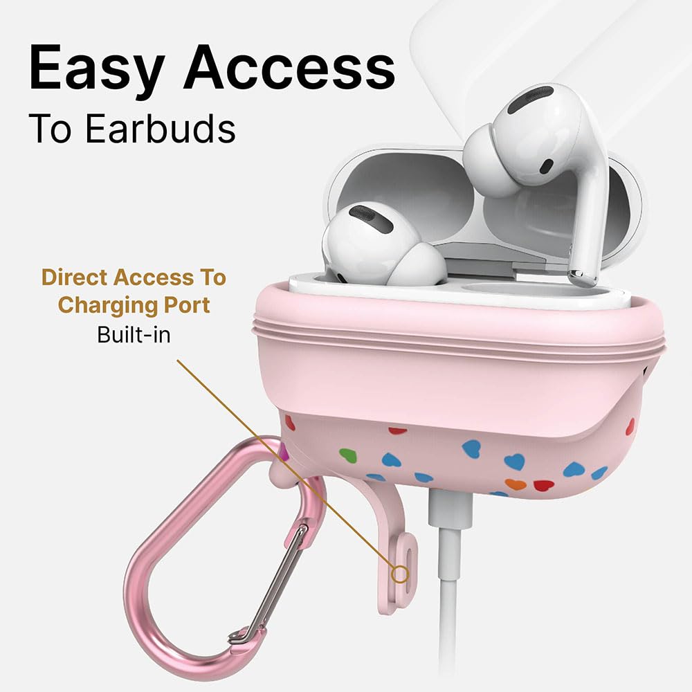 Catalyst Custodia impermeabile Special Edition per AirPods Pro, compatibile con ricarica wireless, custodia protettiva antiurto e a prova di caduta, pelle morbida, con moschettone - Sweetheart
