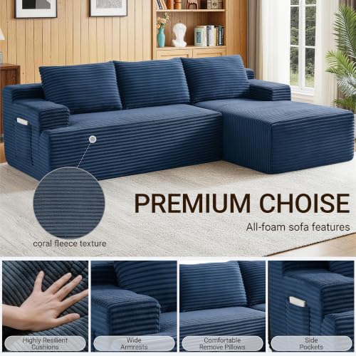 Image of Boneless Couch, Modular Sectional Couches for Living Room, U-Shaped Cloud Couch Sofa with Deep Seat, Fluffy Corduroy Upholstered Corner Sofa