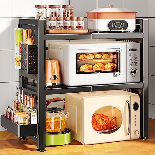 Mikrowellenregalständer 2/3 Etagen Küchenregal Mikrowelle aus Kohlenstoffstahl Ausziehbar...