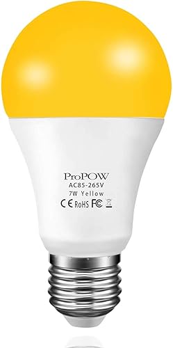 Miniatura 4 de Bombilla LED amarilla ámbar, bombillas de 7 W, equivalente a 40 W, A19, bombillas LED de encendidoapagado automático para exteriores, luces de