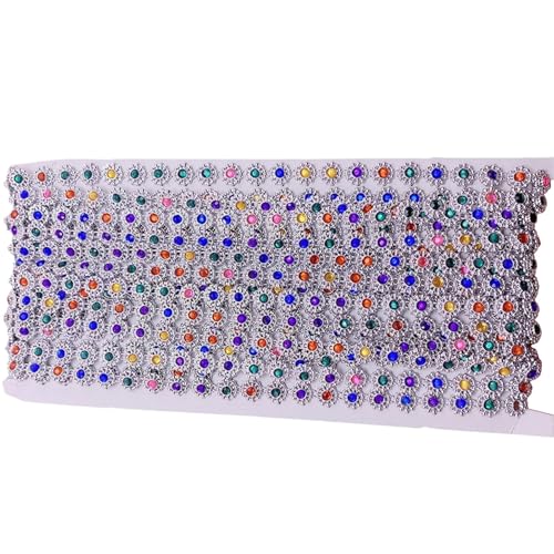 YUZIMEI clothing tape, Fashion Chain Trim with Rhinestones for Clothing Accessories Adjustable Customizable Chain Trim Tape for Ethnic Costume - silver