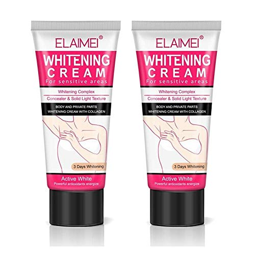 ELAIMEI 2 Pcs Natural Underarm Whitening Cream-Armpit Whitening Cream Crèmes pour le corps Collagène et lait Blanchiment rapide