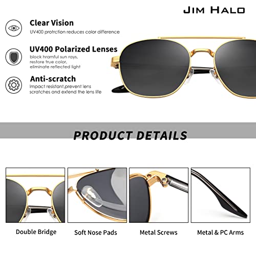 Image of JIM HALO Retro Square Aviator Sunglasses Premium Glass Lens Flat Metal Eyewear Men Women