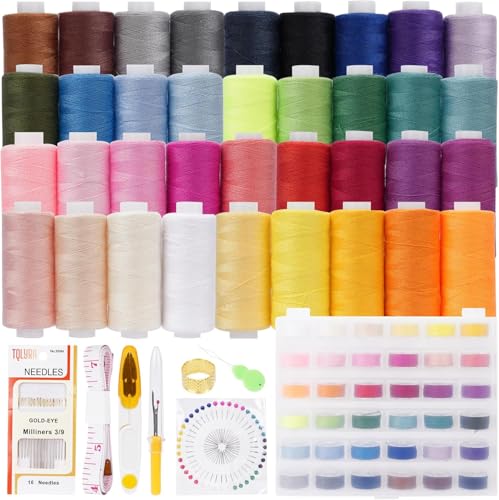 JOTOL Kit de 79 Fils à Coudre,36 Couleurs,400 Yards Fil à Coudre de Polyester et Bobines de Canette Bobine,avec...
