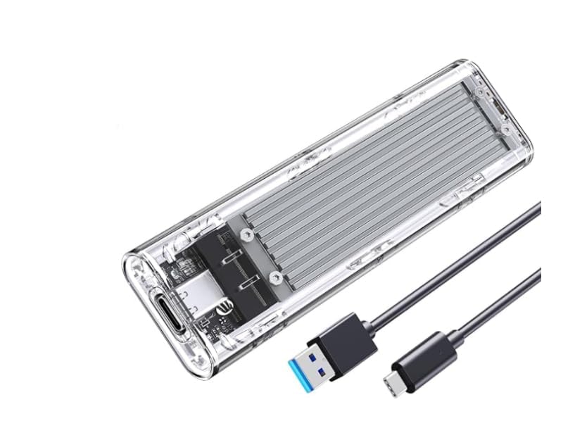 GR Deals Transparent Tool-Free USB3.1 Type-C Gen2 10Gbps to M.2 SSD Enclosure for Intel 660p/Sam-fsung 970 EVO/Sam-dsung 970 Pro 2230/2242/2260/2280 PCIe NVMe M-Key SSD up to 2TB