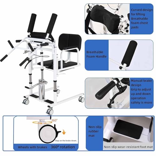 Silla multifuncional de transferencia de pacientes con altura ajustable, silla de ruedas y mesa de comedor para el cuidado de ancianos y asistencia de movilidad