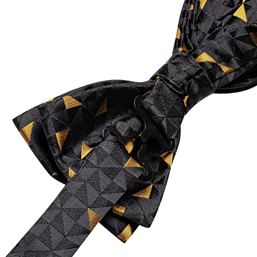 Image of Hi-Tie Bow Ties for Men Pre-Tied Pocket Square with Cufflinks Mens Bowtie Sets for Wedding Formal Party