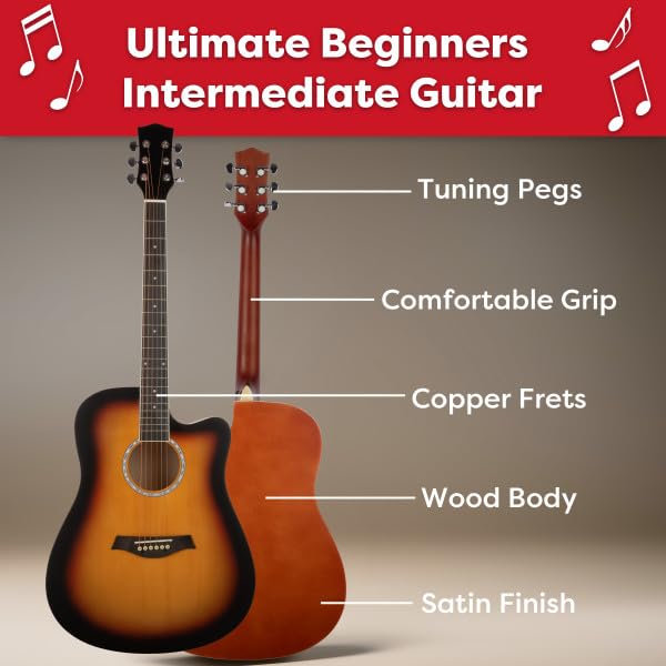 Image of 41in Acoustic Guitar - Guitar Kit with Case, Strap, Capo, Spare Strings, and Picks - Beginner Guitars for Kids and Adults by Hey Play (Blue)