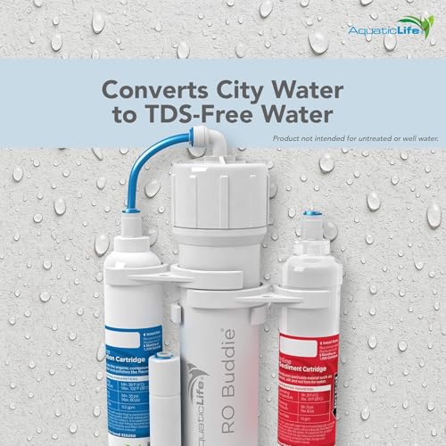 Image of Aquatic Life RO Buddie 3-Stage Aquarium Water Filter System, Reverse Osmosis RO Filtration Unit for Fish Tank, Fountains, and More, 100 GPD (Gallons Per Day)