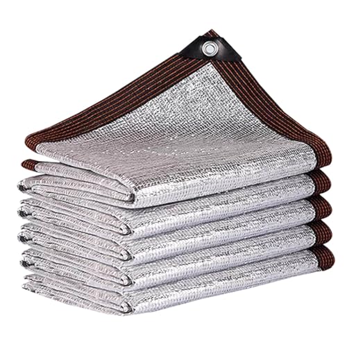 Silbernes reflektierendes Schattennetz, 90% UV-Schutz, Markise mit Ösen für Auto, Terrasse, Garten, Balkon, 1 x 2 m, 2 x 4 m, 2 x 10 m, 4 x 4 m, 5 x 6 m, 6 x 10 m, 10 x 10 m, 12 x 12 m