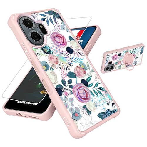 Coque TCL NxtPaper 70 Pro 5G jioeuinly avec verre trempé et support anneau - Bleu