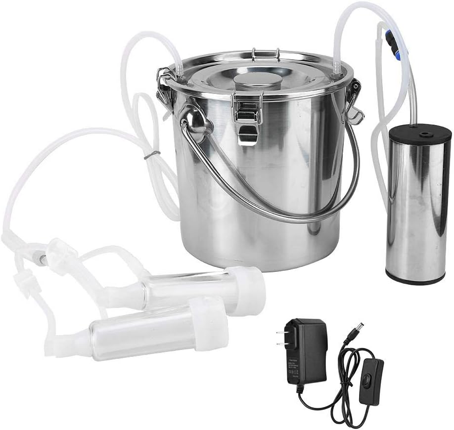 5L Electric Milking Machine Kit, Household Electric Sheep Goat Cow Milking Machine Minitype Portable Stainless Steel Double Head Milker (Sheep US regulations 100-240V)