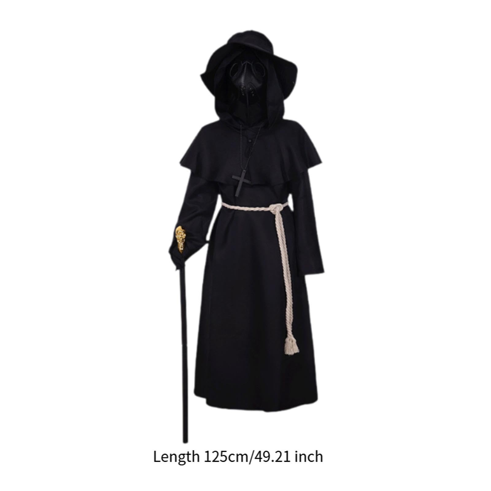 Pest Arzt Kostüm Set Halloween Grusel Cosplay Verkleidung Atmungsaktiv für Motto Party 1 Stück- 130