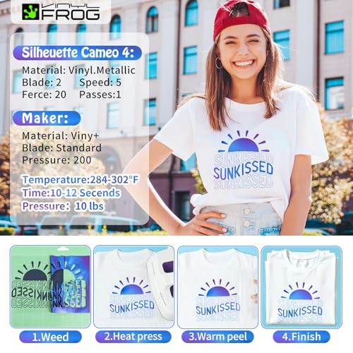Image of VINYL FROG Chameleon Heat Transfer Vinyl Roll 12 inch x5ft Gradient HTV Vinyl | Purple to Blue Gradual Iron on Vinyl for T-Shirts, Heat Press Vinyl for DIY Craft Designs