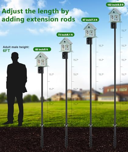 image for Keplrend Heavy Duty Bird Feeder Pole - 109 Inch Tall Adjustable Bird H