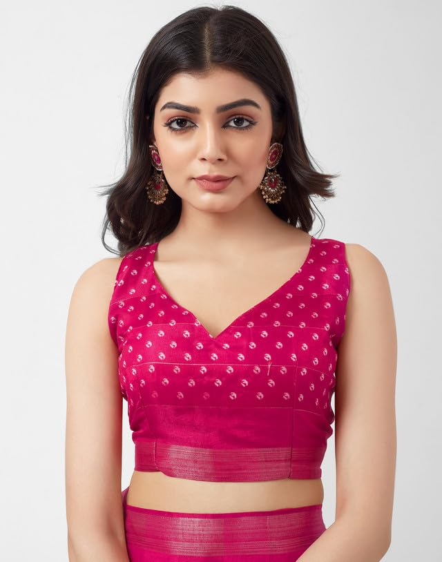Image of SIRIL Women's Cotton Blend Saree | Printed Saree With Unstitched Blouse Piece
