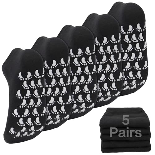 kilofly 5 pairs Non-Skid Soft Cotton Summer Slippers Gripper Socks Value Pack