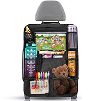 Diboniur Rückenlehnenschutz Auto Kinder - Auto Organizer Kinder mit 10 Taschen, Autositz-Organizer für iPad Tablets unter 10,5 Zoll, Viel Stauraum(Dickere Ausführung), Schwarz