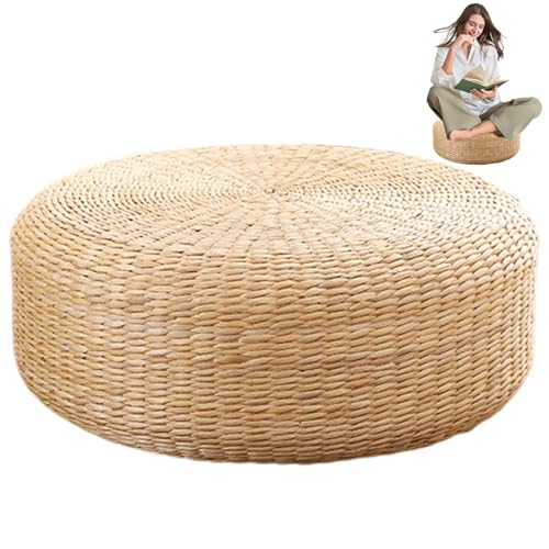 Tatami - Cojín de Suelo Tejido Natural de 16 Pulgadas para Sentarse con Buda, Meditación en Sala de Estar - Asiento Cómodo para Adultos