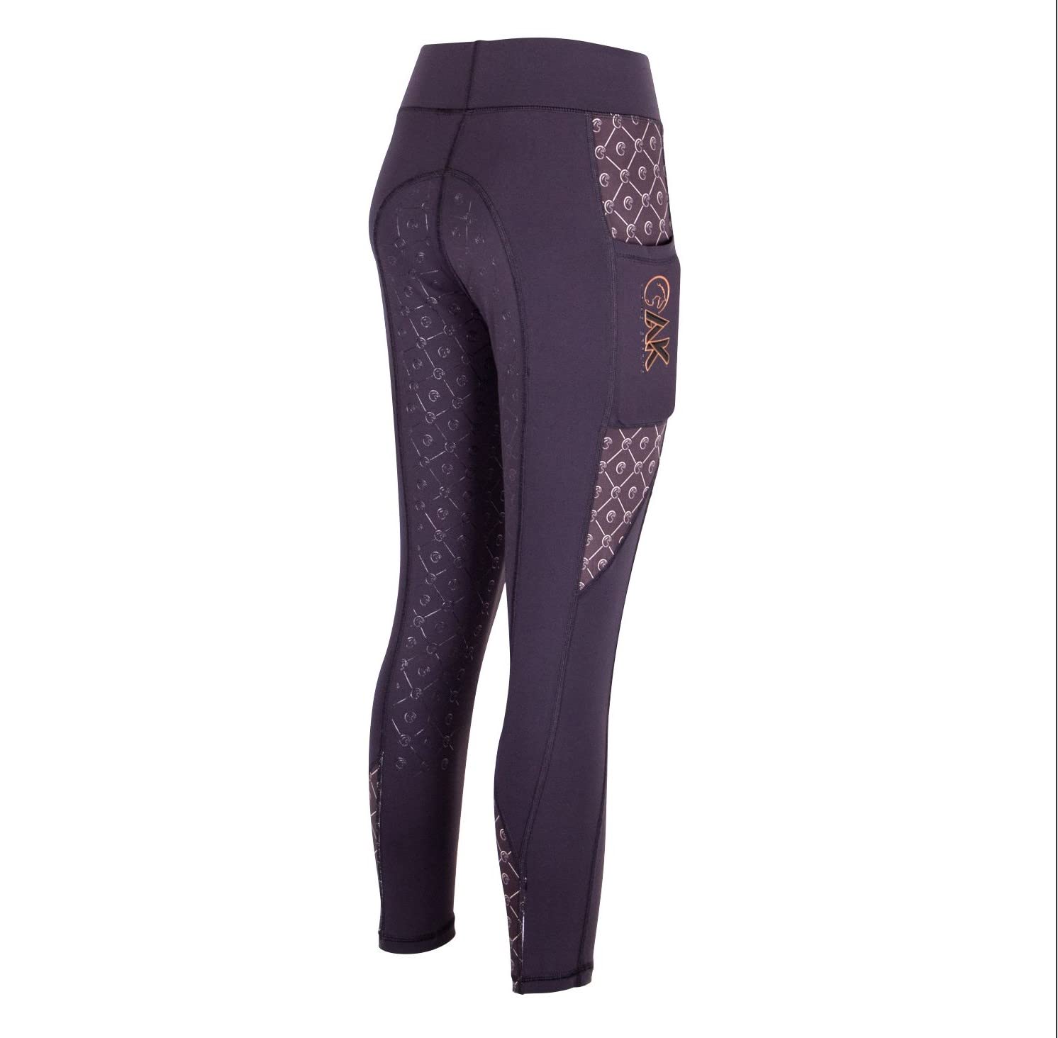 AK Noir Perle Collants/Leggings/Culottes d'équitation Respirant Taille Haute à Enfiler avec Grip en Silicone AKRS 6057