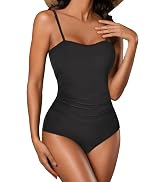Zando Women's Tummy Control Ribbed One Piece Swim Suit