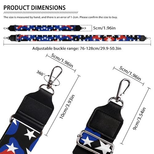 Image of GLENLCWE American Flag Wide Shoulder Strap Adjustable Replacement Belt Crossbody Canvas Bag Handbag Blue USA Flag Print