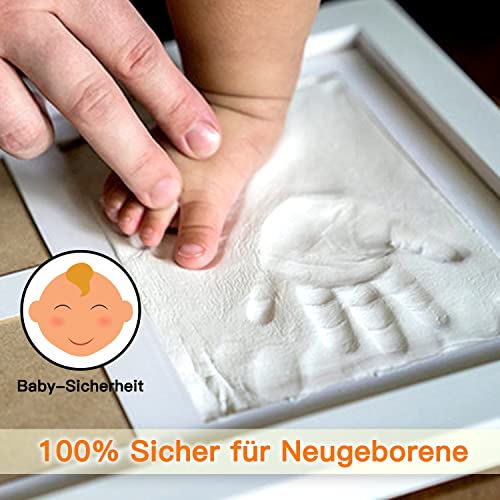 PewinGo Baby Handabdruck und Fußabdruck Set, Gipsabdruck Baby Abdruck/Abdruckset mit Echtholz Bilderrahmen- Perfekte Geschenkidee für Babydusche Geschenk/Babyparty,Pfotenabdruck Set Katze/Hund