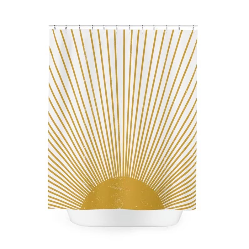 Rideau de douche bohème soleil au design rétro MCM haut de gamme