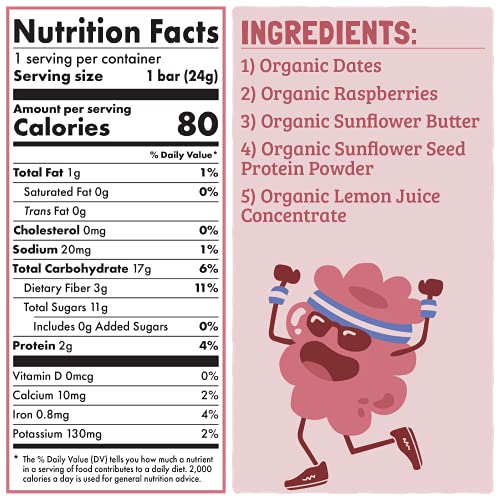 Skout Organic Raspberry Rush Real Food Bars for Kids (36 Pack) | Organic Snacks for Kids | Plant-Based Nutrition, No Refined Sugar | Vegan | Gluten, Dairy, Grain & Soy Free