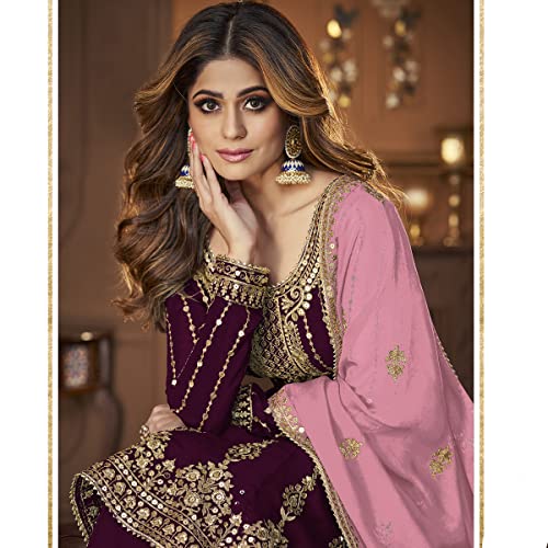 Image of SHAFNUFAB Womens Net Semi Stitched for Ladies use for women for lehenga suit for punjabi And lehenga suit for for wedding