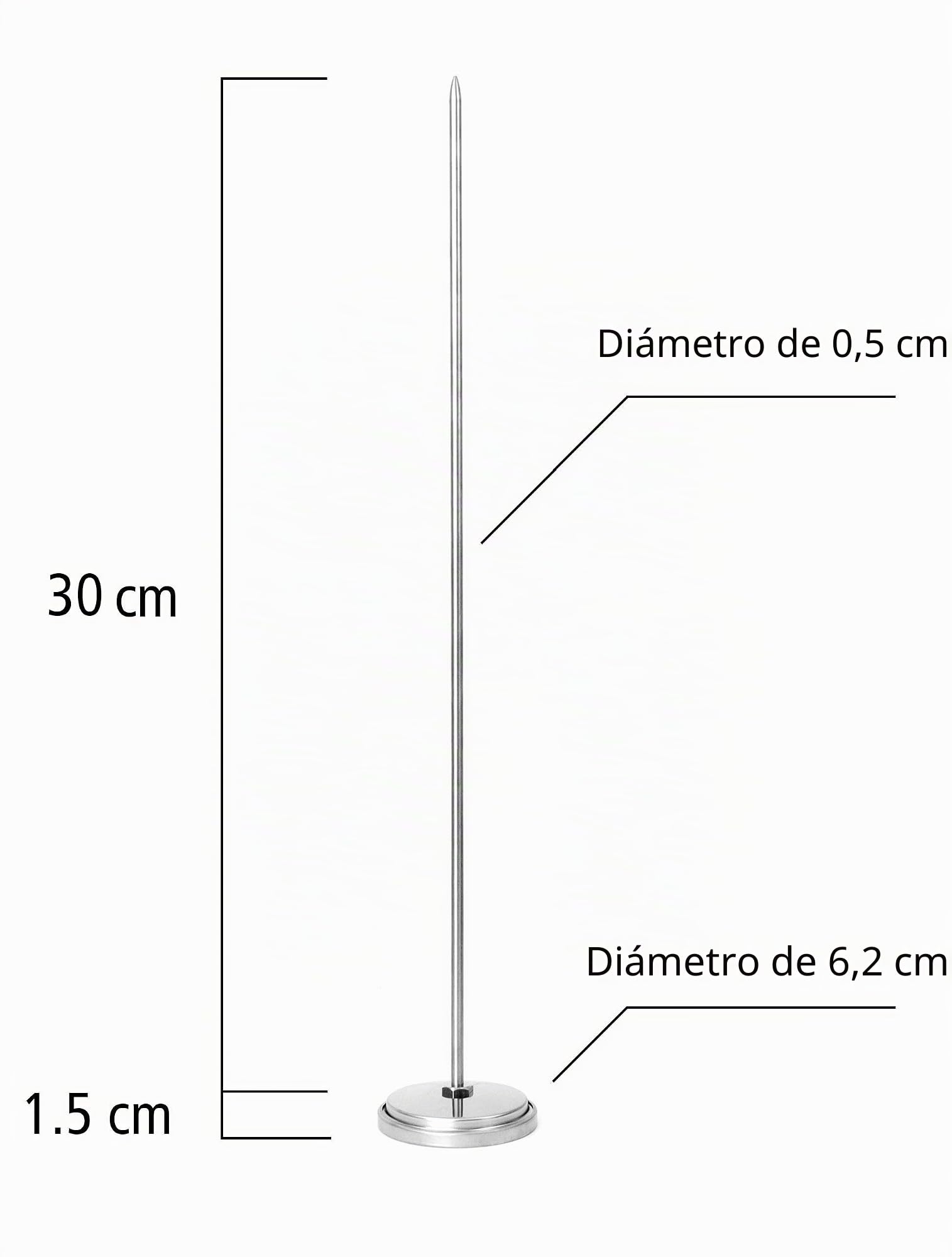 Lantelme Termómetro de acero inoxidable de 500 °C, sonda de 15 cm, con cono de latón para fijación a la parrilla, carrito, horno, barbacoa 7819