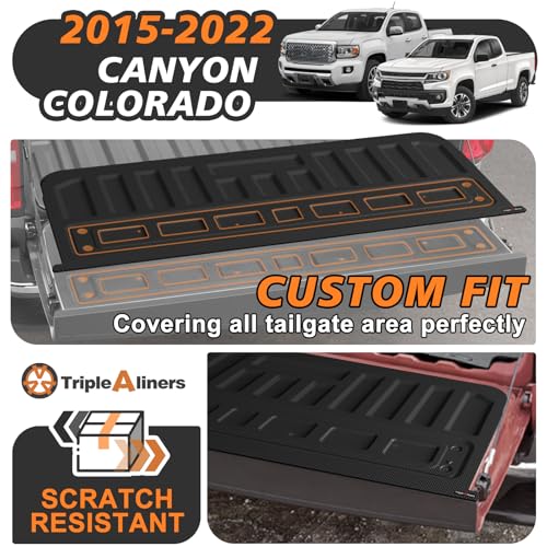 Image of TripleAliners Truck Mat Compatible with 2015-2022 Chevy Colorado & GMC Canyon Tailgate Accessories, Tailgate Mat Custom Fit All Weather Protection Pickup Liner, Won't Fit Drop-in Liners