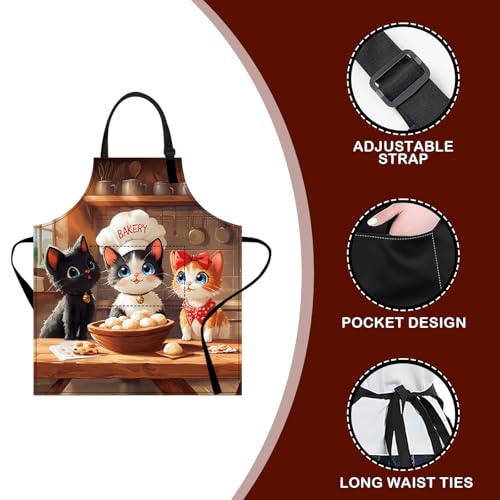 Image of Nuxovilar Cute Apron with Pockets, 26.77 * 30.7 Inches, Versatile for Meal Prep, Baking, Holiday Cooking