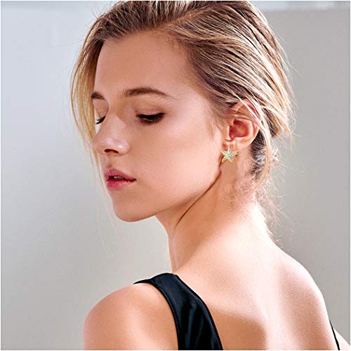 Starfish Stud Earrings for Women - CZ Paved Starfish Stud Earrings - Charm Starfish Earrings Plated in 14k Gold/White Gold3