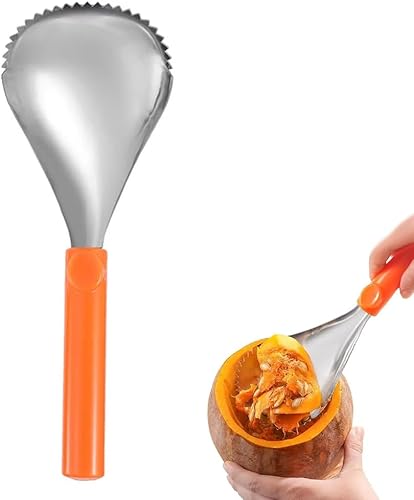 MAGICLULU Cuchara dentada descorazonador de frutas, raspador de frutas, cuchara removedor de núcleo de calabaza, separador de pulpa de calabaza,