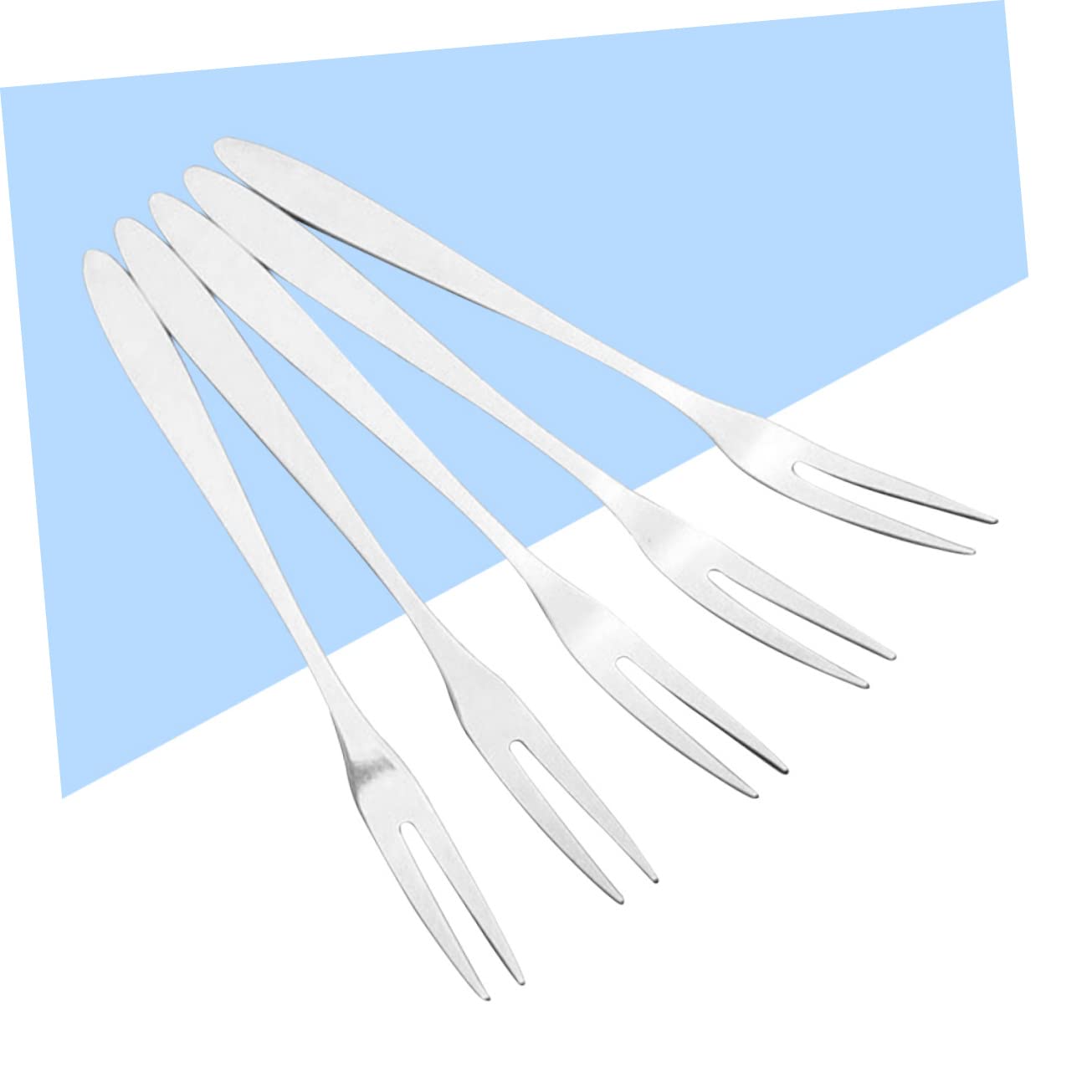 LALADEFIEE 6PCS Stainless Steel Fruit Fork Elegant Two Prong Dessert Forks for Appetizers Cakes Seafood More Lightweight Dinnerware for Parties Gatherings