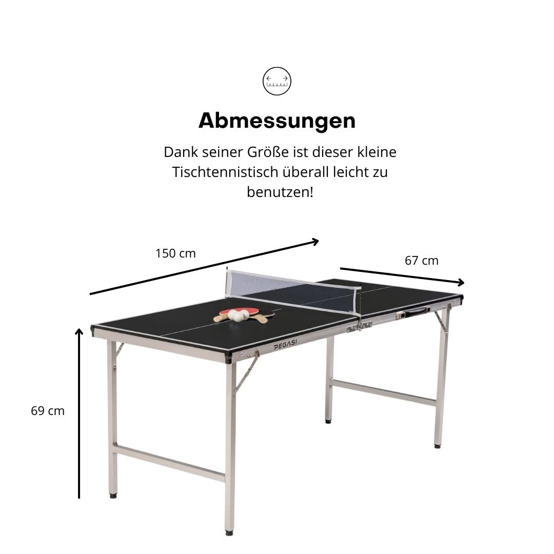 Pegasi Mini Tischtennisplatte - Tischtennis - Indoor Spiele - Tischtennisplatte - Faltbare Tischtennistisch - Table Tennis Table Indoor - Schwarz