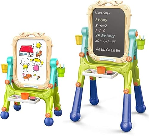 Chevalet pour Enfants, Chevalet Peinture Enfant Double Face avec Tableau Noir et Aimant, Hauteur Réglable chevalet de Jouets éducatifs pour Planche à Dessin pour 3, 4, 5, 6 Ans et Plus Cover