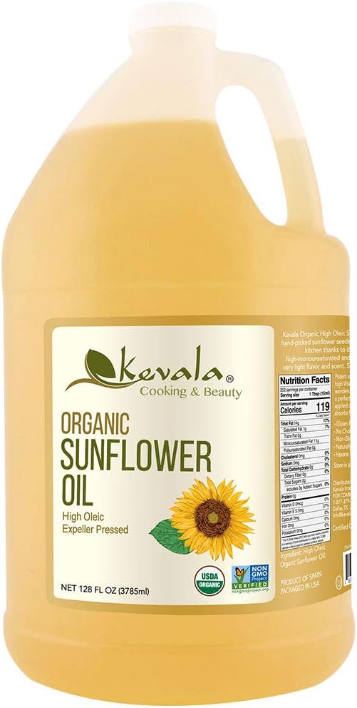Amazon.com: Kevala Organic Sunflower Oil – 128 fl oz – Sunflower Seed ...