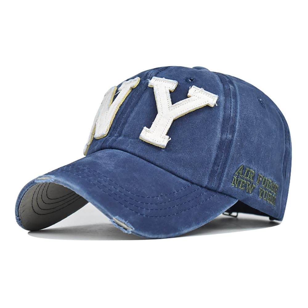 Embroidery NY，Men's Baseball Caps，Classic Outdoor Cap Unisex Baseball Caps，Dad Truck Driver hat, Blue, L