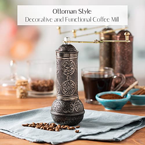 Crystalia Refillable Coffee Grinder, Authentic Manual Mill With Adjustable Grinder, Metal Coffee Mill With Handle, Antique Coffe Grinder With Hand Crank, Adjustable Coarseness #TOP1