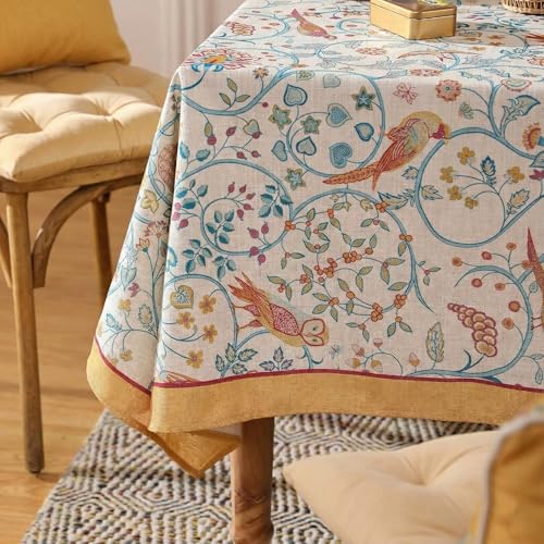 Image of ishro home Premium Table Cloth 6 Seater | Dining Table Cover | Love at First Sight Cloth 4-6 Seater | Luxury Fabric | Machine Washable | Non-Fading | Stain-Resistant | (Dilruba, 56 x 90 inches)
