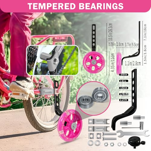 Image of HAWENS Bike Training Wheels Mute Flash Wheels with Adjustable Bicycle Stabilizer Mounted Kit Compatible for 12 14 16 18 20 inch Single Speed Bike