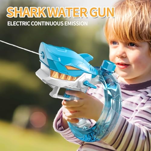 Image of Storio Rechargeable Electric Water Pistol Powerful Squirt Guns for Adults, Kids, Bottle Electric Gun, 300CC Shark Gun for Kids Ages 8-12, 4-8, 3-5 | Perfect Summer Gift (14315)