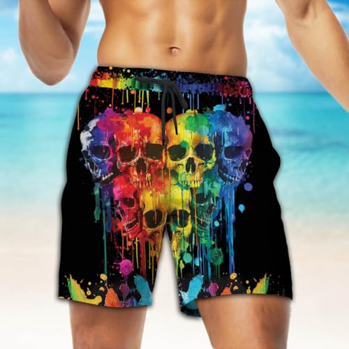 LGBT Pride Mens Swim Trunks - Rainbow Pride Hawaiian Mens Swim Short Beach Shorts TU-SH-323