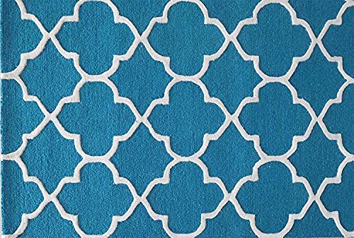 Image of Mordern Design Handmade Tufted Carpet Pure Woollen Export Quality Carpet for Living Room, Bedroom Hall [ Size 5 x 8, Color Sky Blue ]