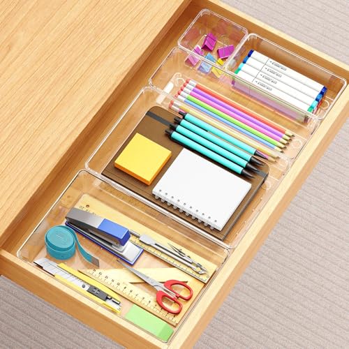 Image of Manalete 65 Pcs Clear Plastic Drawer Organizer, Makeup & Vanity Organizer
