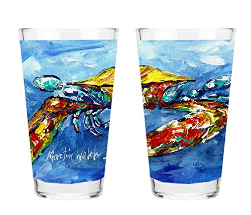 Caroline's Treasures MW1170PINT Blue Crab 16 ounce Mixing Glass Pint Glass for Beer, Margaritas, Sodas and More, Restaurant Quality Glassware