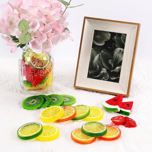 Set de 48 piezas de frutas y cubos de hielo falsos miniatura 5